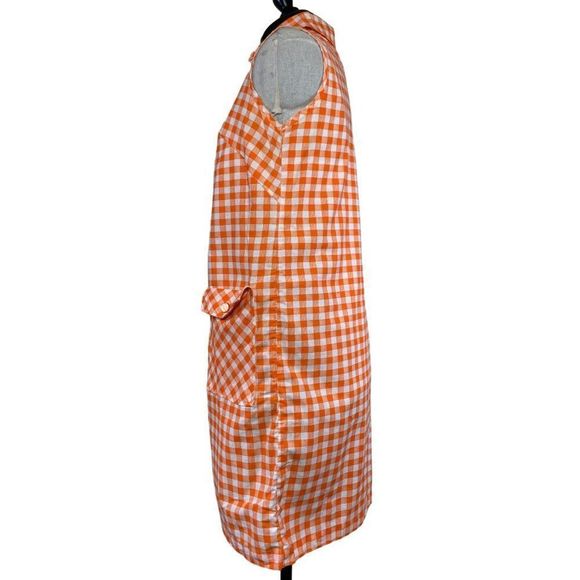 Handmade Orange and White Gingham Sleeveless Shift Dress with Pockets Size XL - Picture 2 of 4